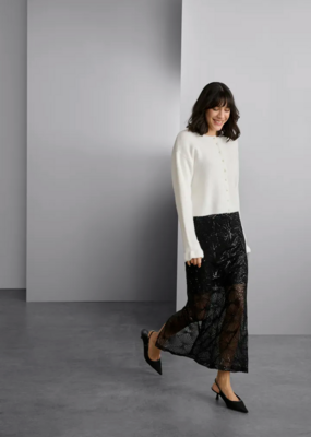 Kaffe Linna Sequin Maxi Skirt in Black Deep