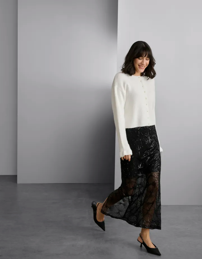 Kaffe Linna Sequin Maxi Skirt in Black Deep