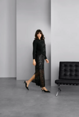 Kaffe Linna Sequin Maxi Skirt in Black Deep