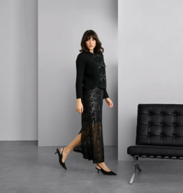 Kaffe Linna Sequin Maxi Skirt in Black Deep