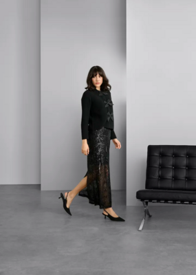 Kaffe Linna Sequin Maxi Skirt in Black Deep