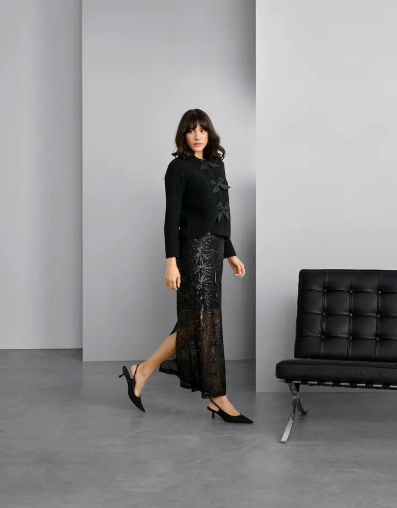 Kaffe Linna Sequin Maxi Skirt in Black Deep