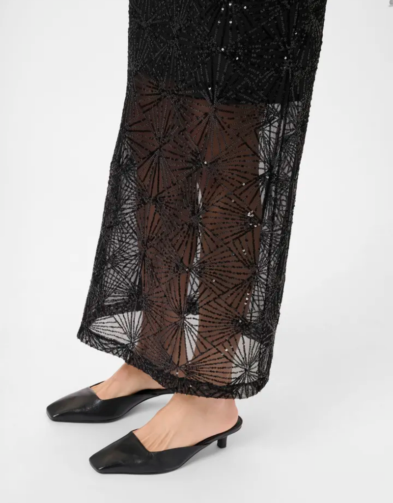 Kaffe Linna Sequin Maxi Skirt in Black Deep