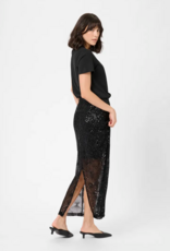 Kaffe Linna Sequin Maxi Skirt in Black Deep