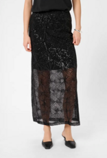Kaffe Linna Sequin Maxi Skirt in Black Deep