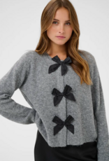 Kaffe May Cardigan with Bow Detail in Grey Melange