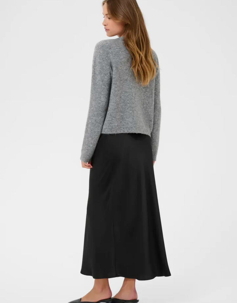 Kaffe May Cardigan with Bow Detail in Grey Melange