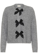 Kaffe May Cardigan with Bow Detail in Grey Melange