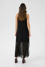 Cream Tima Dress with Ruffle Details in Pitch Black