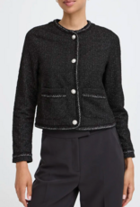 B.Young Panthea Short Tweed Jacket in Meteorite Black