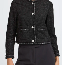B.Young Panthea Short Tweed Jacket in Meteorite Black