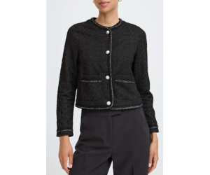 Panthea Short Tweed Jacket in Meteorite Black - Adorn Boutique