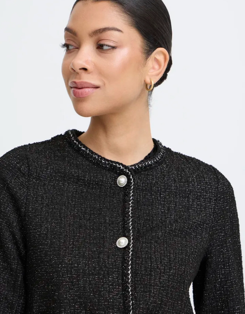 B.Young Panthea Short Tweed Jacket in Meteorite Black
