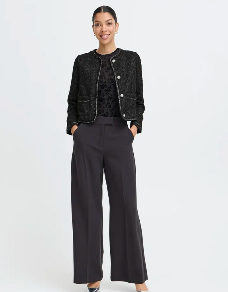 B.Young Panthea Short Tweed Jacket in Meteorite Black