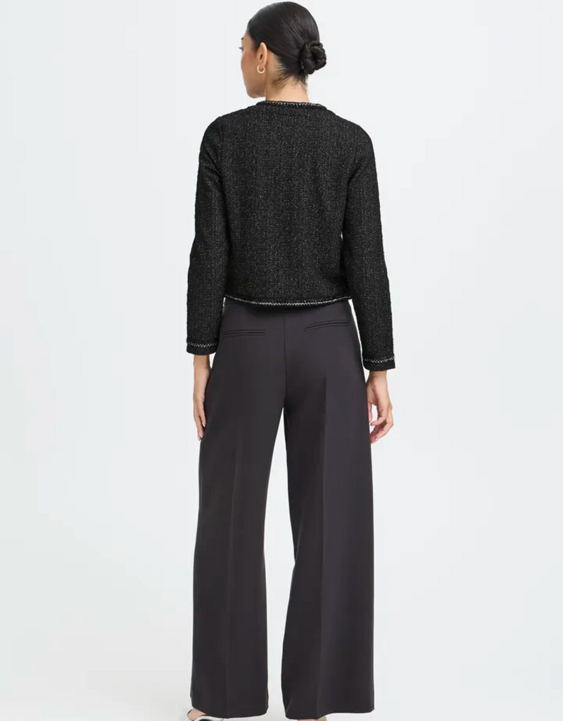 B.Young Panthea Short Tweed Jacket in Meteorite Black