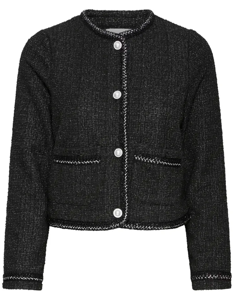 B.Young Panthea Short Tweed Jacket in Meteorite Black