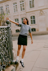 B.Young Panthea Short Tweed Skirt in Metorite Black