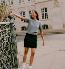 B.Young Panthea Short Tweed Skirt in Metorite Black