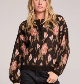Saltwater Luxe Leilani Sweater in Black Floral *Only One Left - XL*