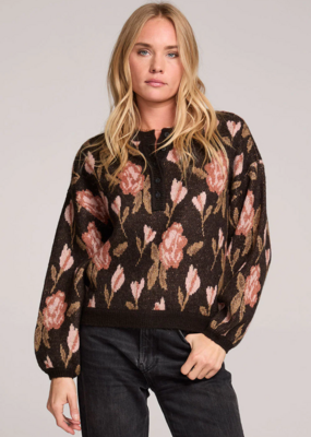Saltwater Luxe Leilani Sweater in Black Floral *Only One Left - XL*