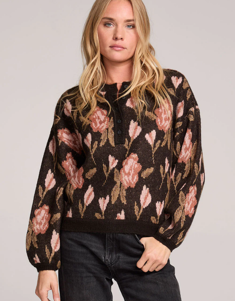 Saltwater Luxe Leilani Sweater in Black Floral