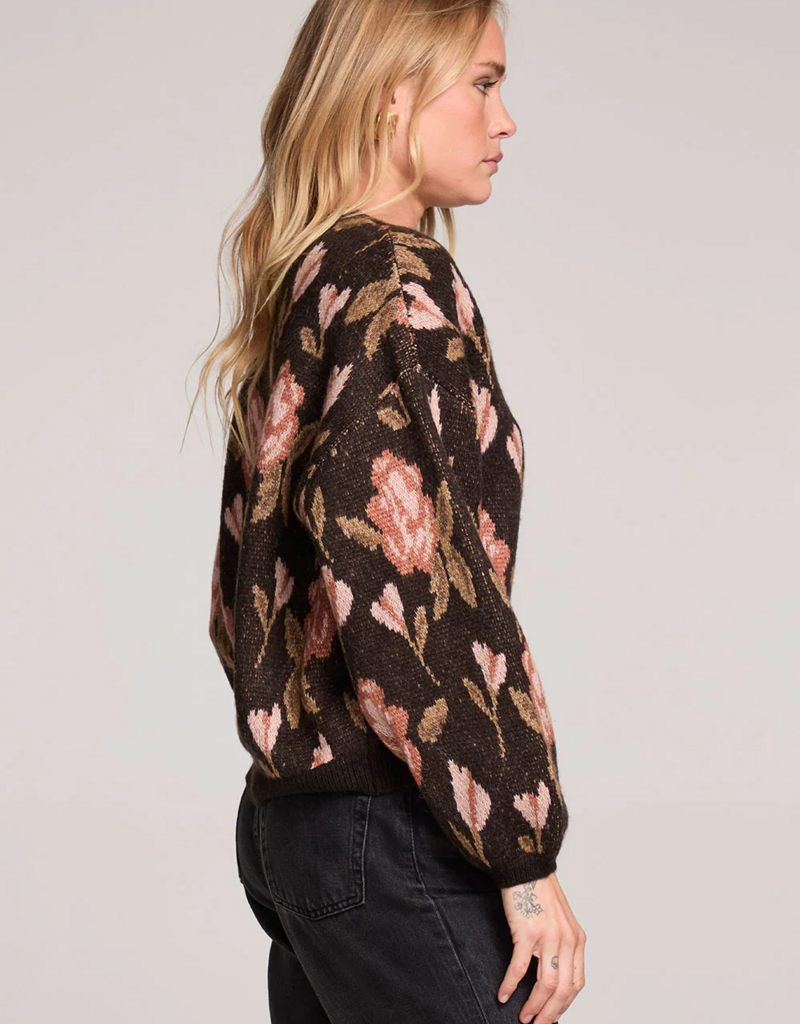 Saltwater Luxe Leilani Sweater in Black Floral