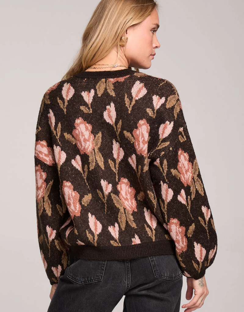 Saltwater Luxe Leilani Sweater in Black Floral