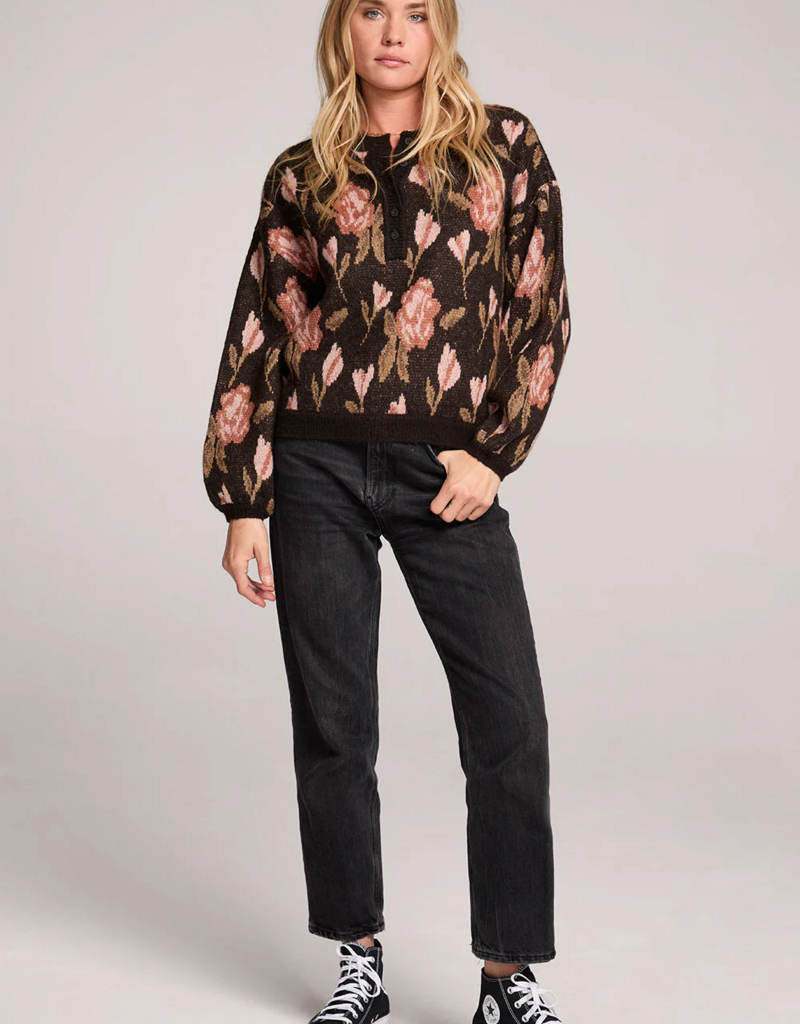 Saltwater Luxe Leilani Sweater in Black Floral