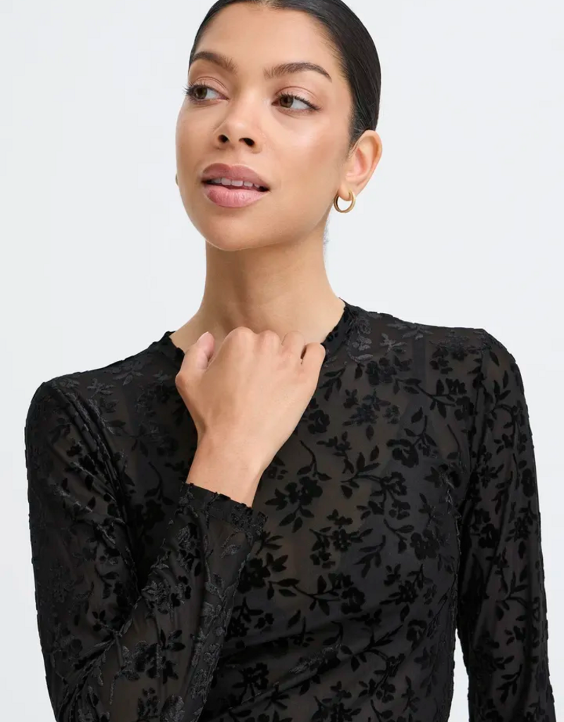 B.Young Shirley Flocked Velvet Top