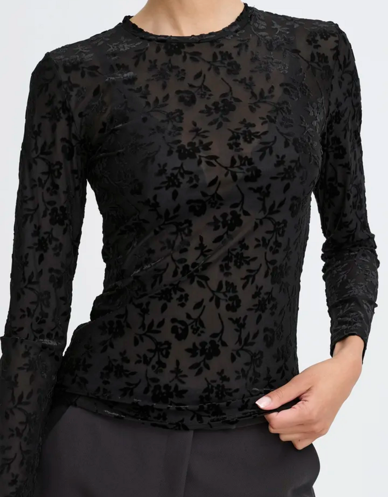 B.Young Shirley Flocked Velvet Top