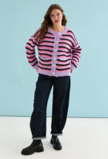 Cara and the Sky Bernice Stripe Cross Stitch Cardigan in Lilac Stripe
