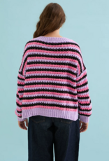 Cara and the Sky Bernice Stripe Cross Stitch Cardigan in Lilac Stripe