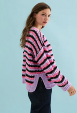 Cara and the Sky Bernice Stripe Cross Stitch Cardigan in Lilac Stripe