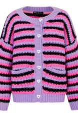 Cara and the Sky Bernice Stripe Cross Stitch Cardigan in Lilac Stripe