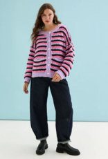 Cara and the Sky Bernice Stripe Cross Stitch Cardigan in Lilac Stripe