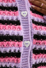 Cara and the Sky Bernice Stripe Cross Stitch Cardigan in Lilac Stripe