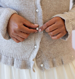 Cream Jolly Shimmer Cardigan with Pearl Buttons