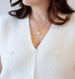 Cream Klementine Slipover Vest with Pearl Buttons