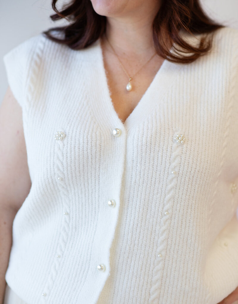 Cream Klementine Slipover Vest in Whisper White