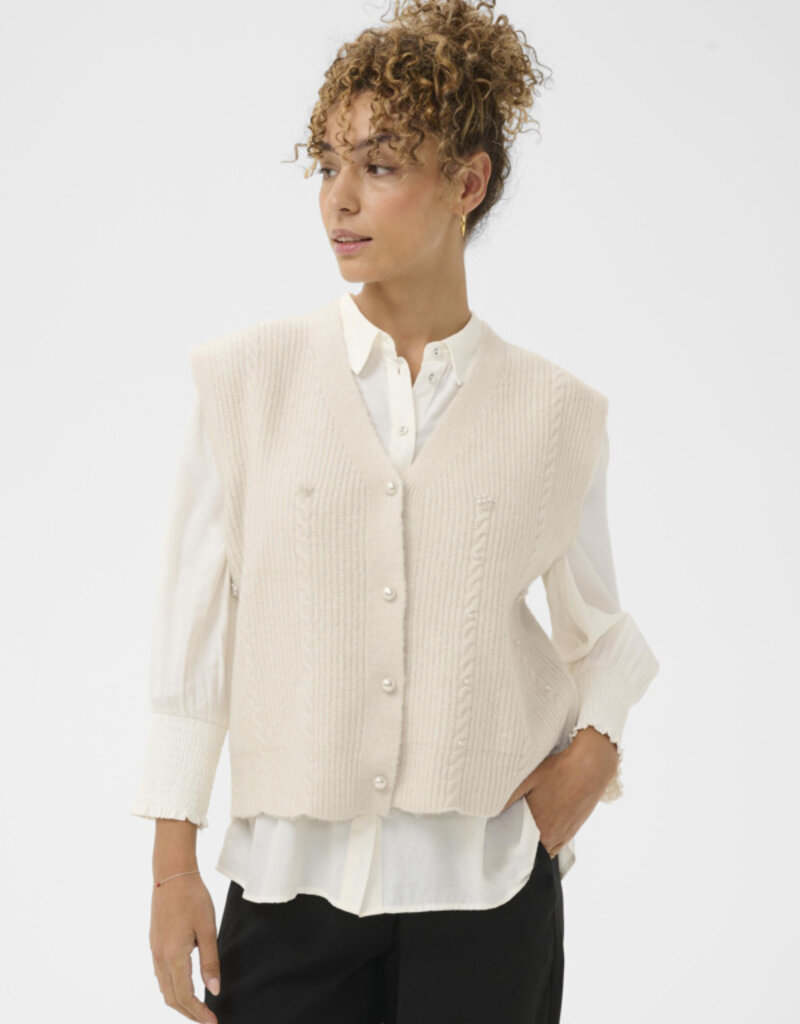 Cream Klementine Slipover Vest in Whisper White