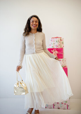 Cream Flake Skirt In Whisper White