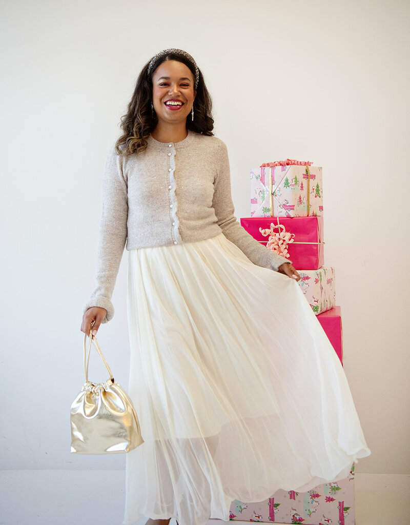 Cream Flake Skirt In Whisper White