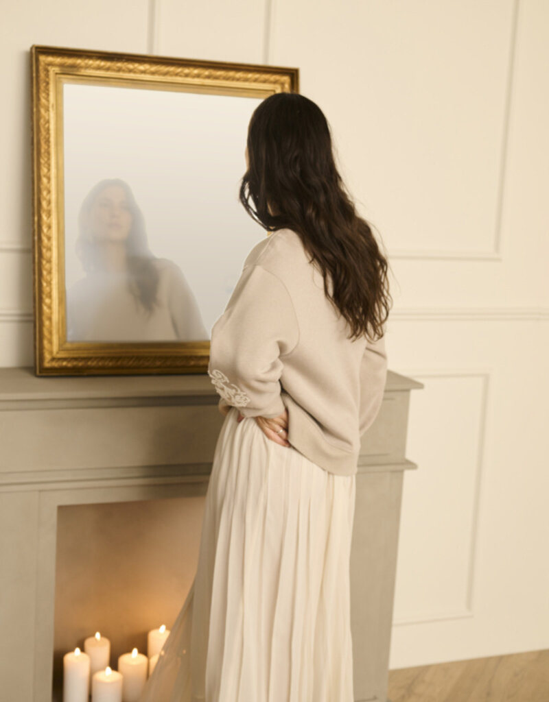 Cream Flake Skirt In Whisper White