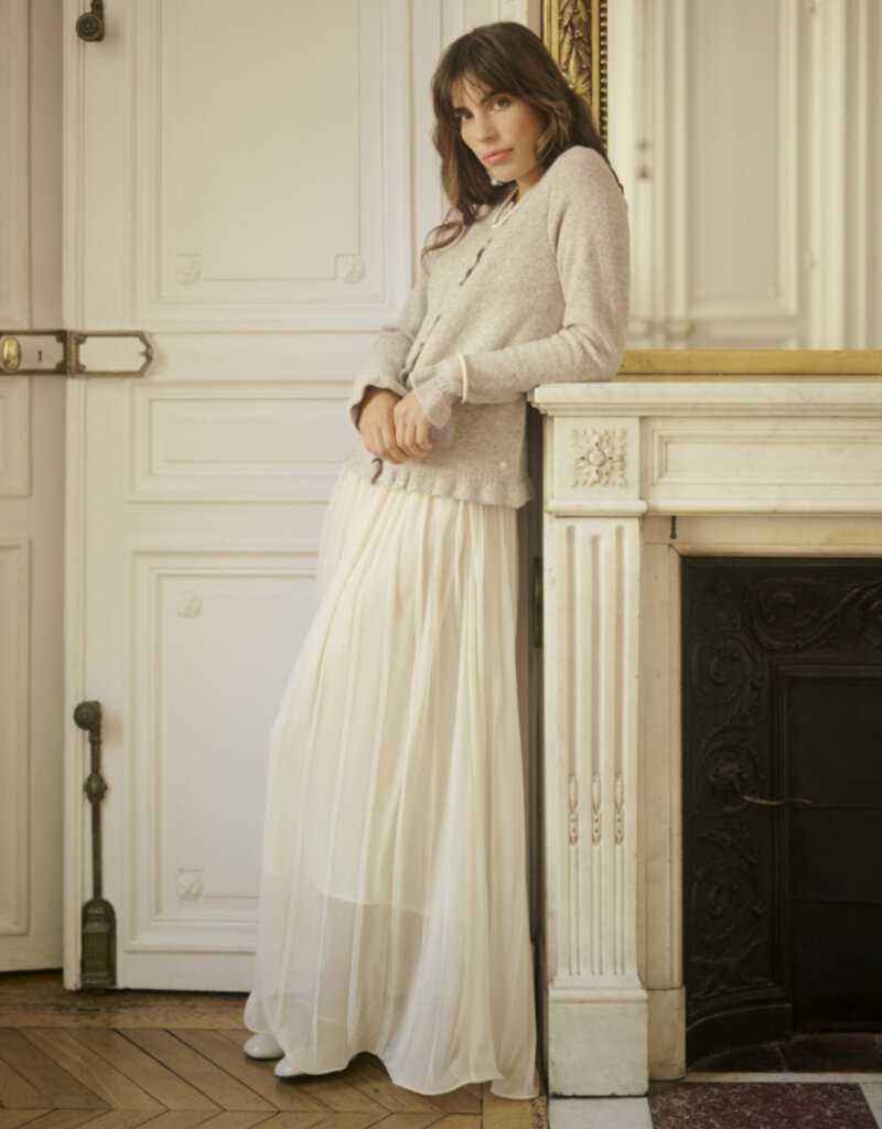 Cream Flake Skirt In Whisper White