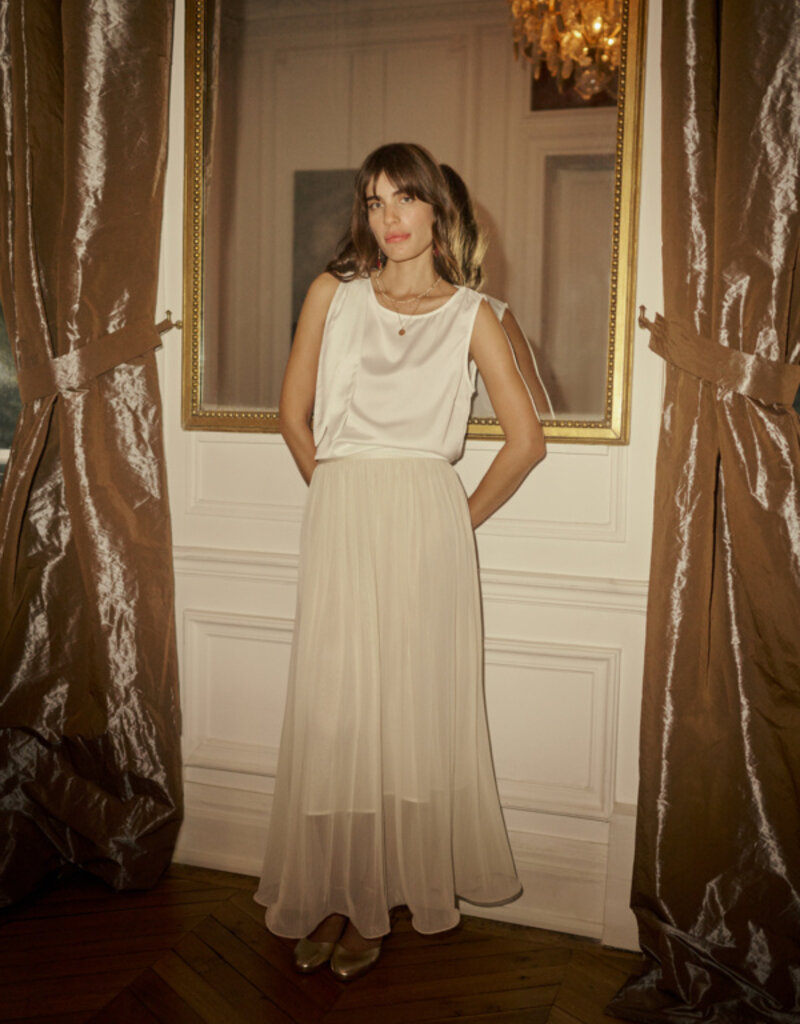 Cream Flake Skirt In Whisper White