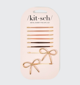 Kitsch Metal Enamel Cloud and Bow Bobby Pins Set