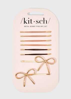 Kitsch Metal Enamel Cloud and Bow Bobby Pins Set