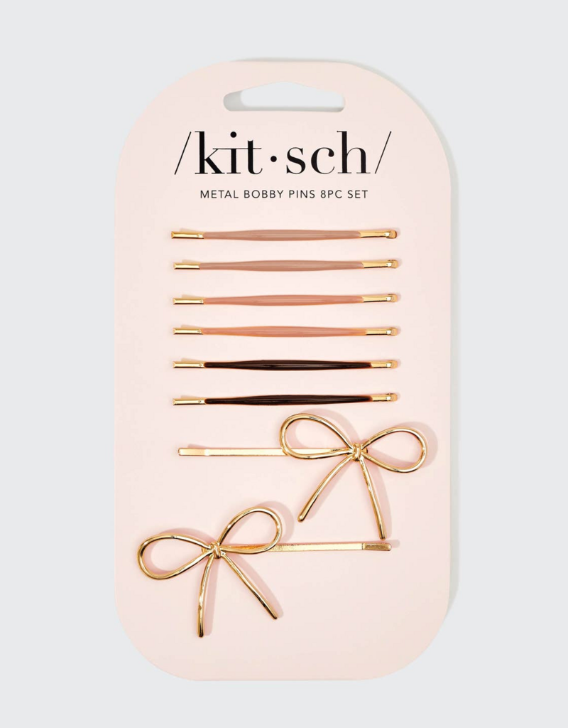 Kitsch Metal Enamel Cloud and Bow 8pc Bobby Pins Set