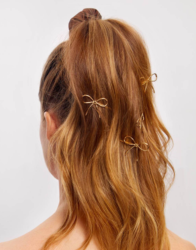 Kitsch Metal Enamel Cloud and Bow 8pc Bobby Pins Set