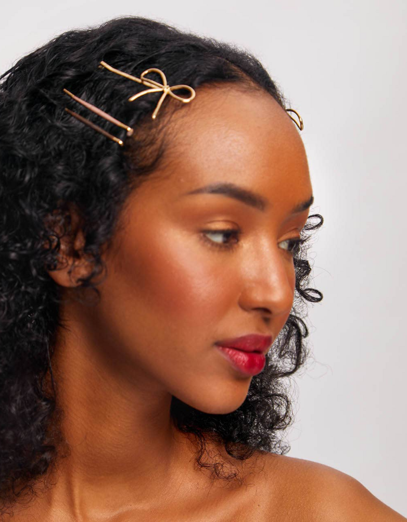 Kitsch Metal Enamel Cloud and Bow 8pc Bobby Pins Set